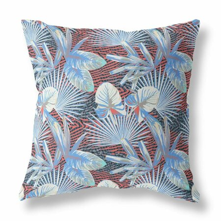 PALACEDESIGNS 16 in. Tropical Indoor & Outdoor Throw Pillow Light Blue & Red PA3095885
